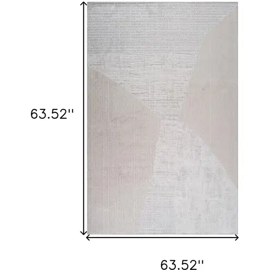 Cream and Beige Abstract Non Skid Area Rug Photo 7