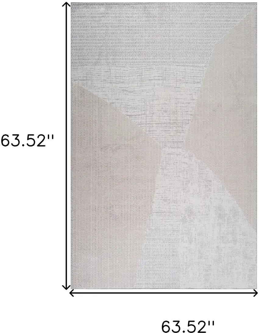 Cream and Beige Abstract Non Skid Area Rug Photo 7
