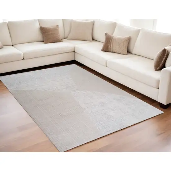 Cream and Beige Abstract Non Skid Area Rug Photo 1