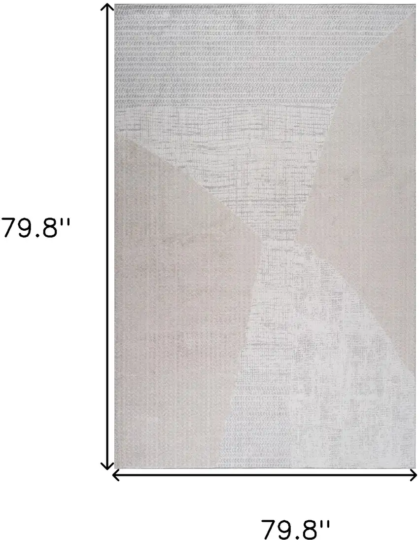 Cream and Beige Abstract Non Skid Area Rug Photo 6