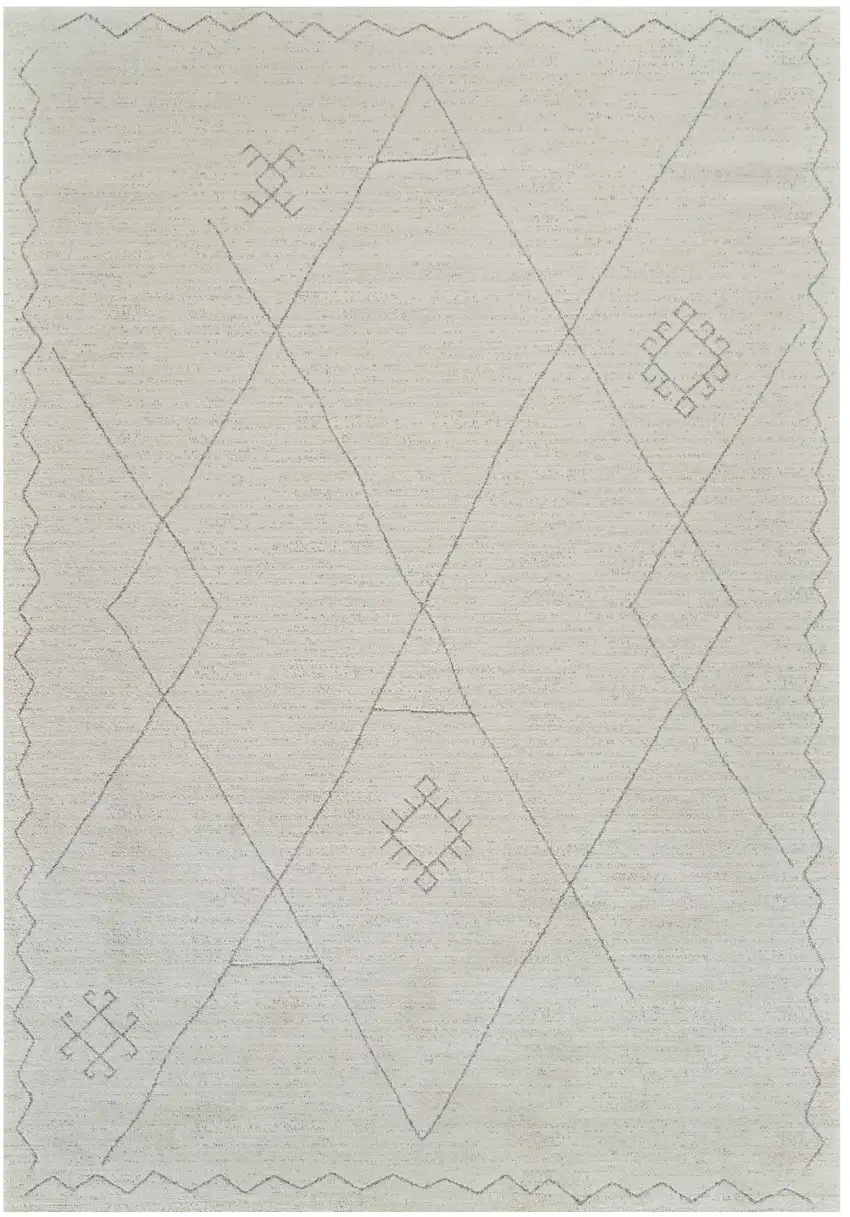 Cream and Beige Abstract Non Skid Area Rug Photo 2