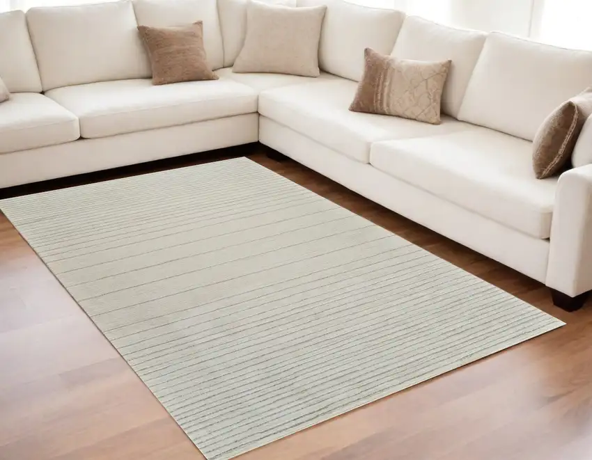 Cream and Beige Abstract Non Skid Area Rug Photo 1