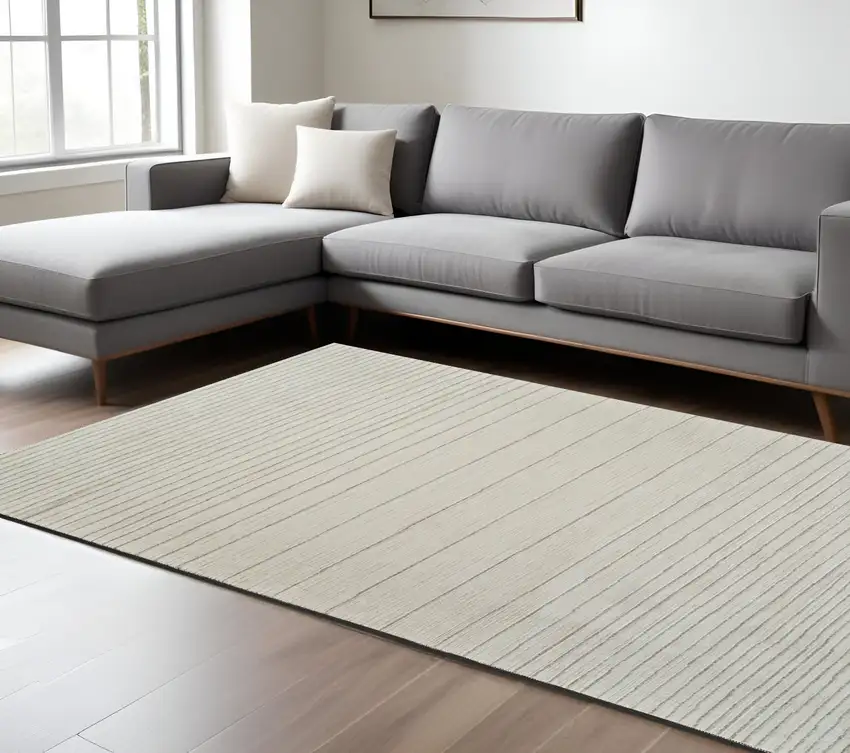 Cream and Beige Abstract Non Skid Area Rug Photo 1