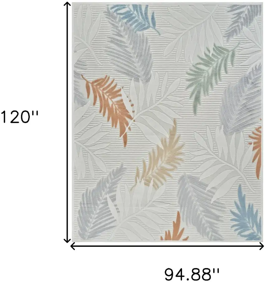 Cream and Beige Botanical Leaves Distressed Indoor Outdoor Area Rug Photo 3