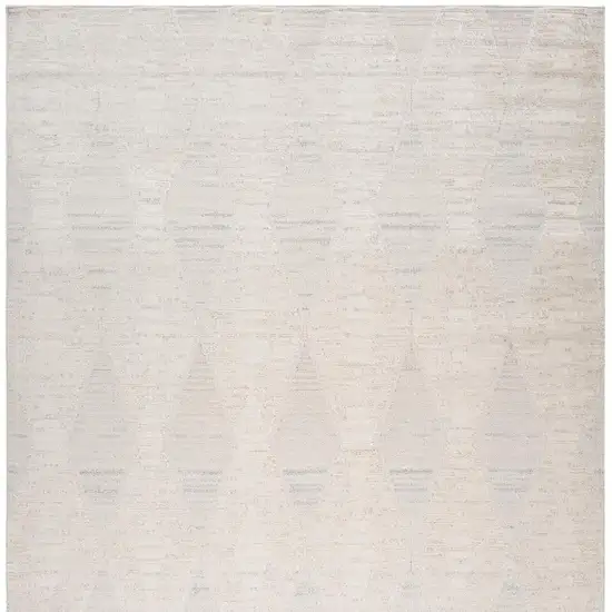 Cream and Beige Geometric Distressed Area Rug Photo 3