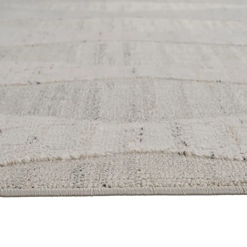 Cream and Beige Geometric Distressed Area Rug Photo 4