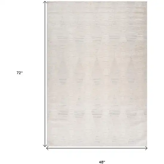 Cream and Beige Geometric Distressed Area Rug Photo 5
