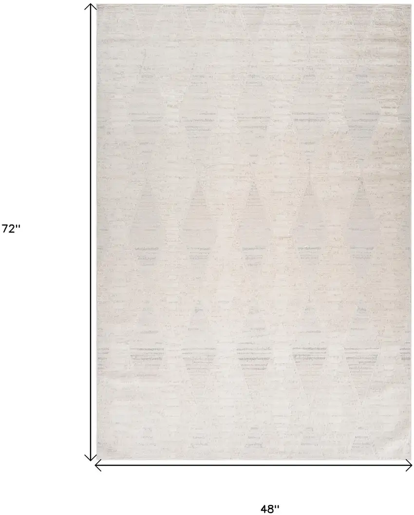 Cream and Beige Geometric Distressed Area Rug Photo 5