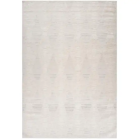 Cream and Beige Geometric Distressed Area Rug Photo 1