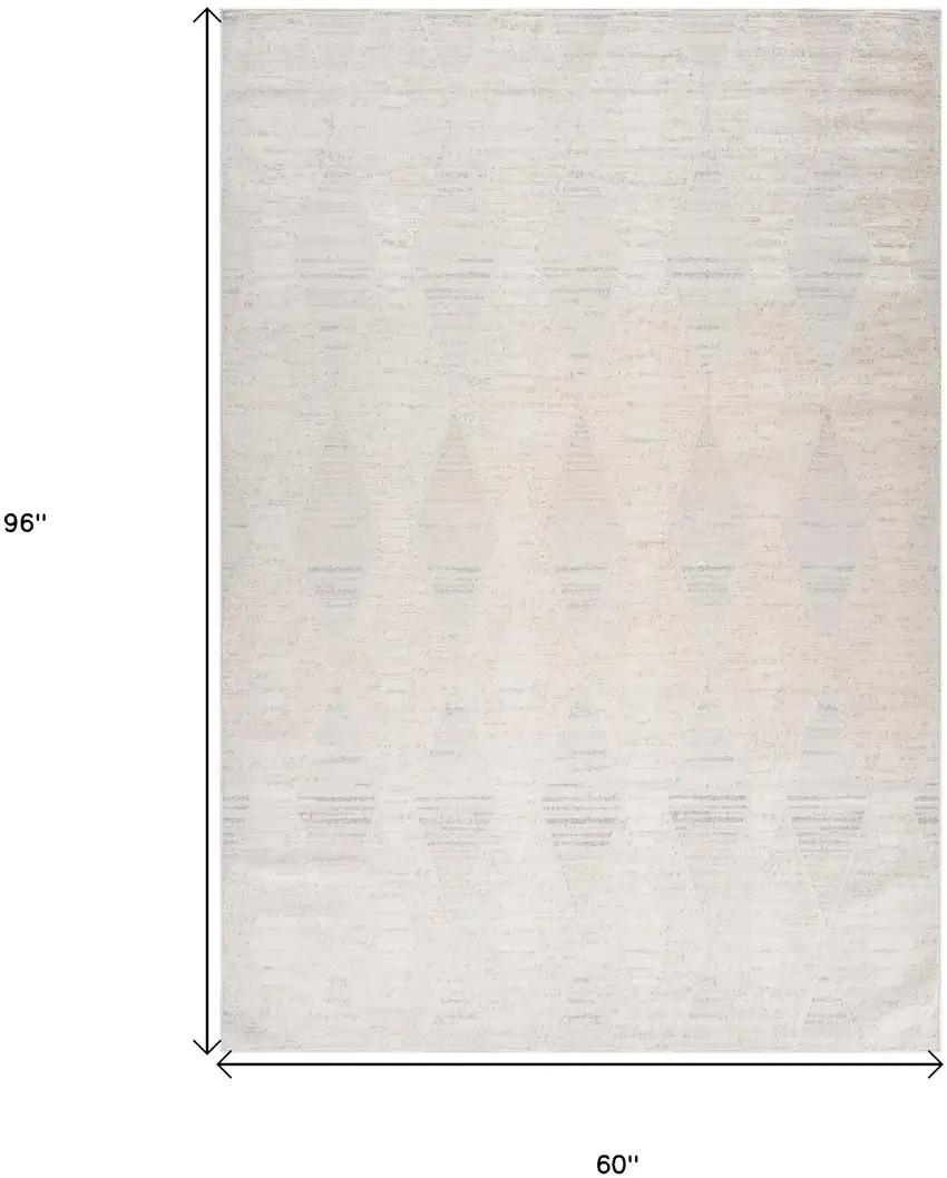 Cream and Beige Geometric Distressed Area Rug Photo 9