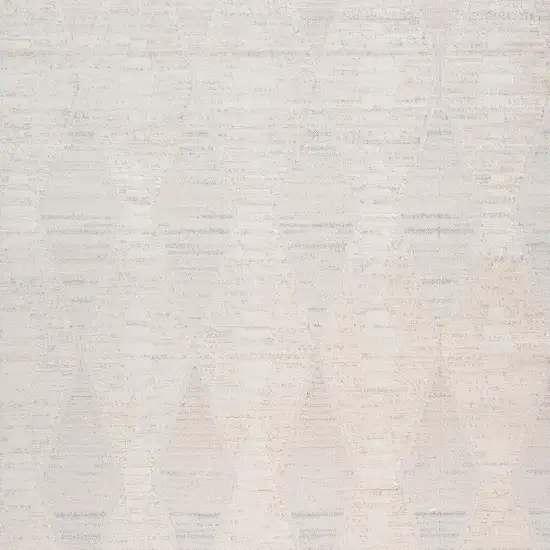 Cream and Beige Geometric Distressed Area Rug Photo 3