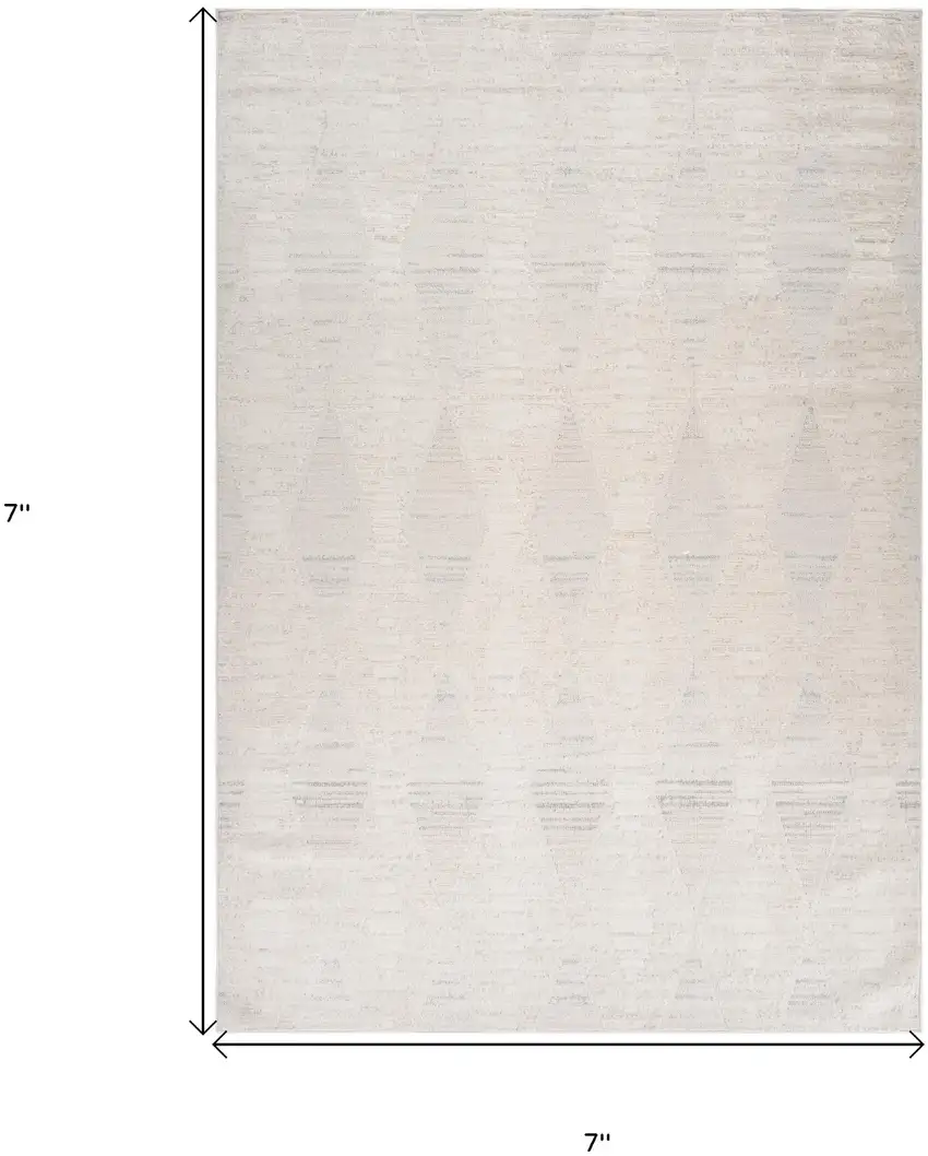 Cream and Beige Geometric Distressed Area Rug Photo 3