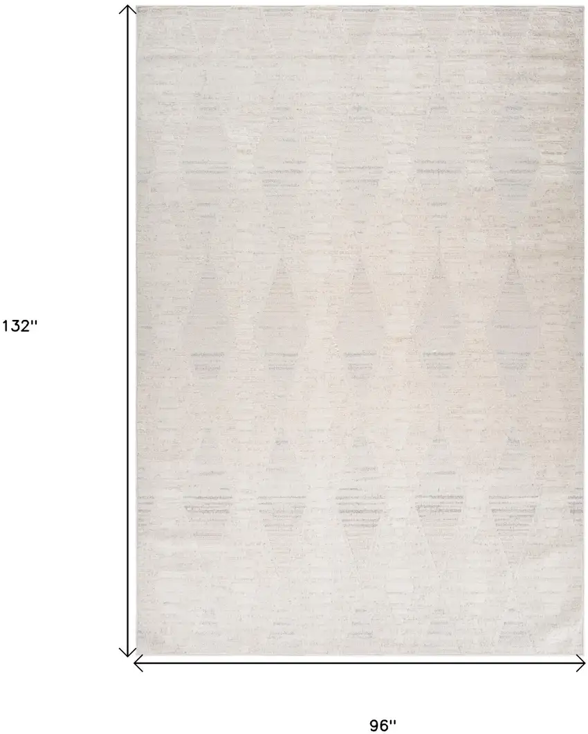 Cream and Beige Geometric Distressed Area Rug Photo 3
