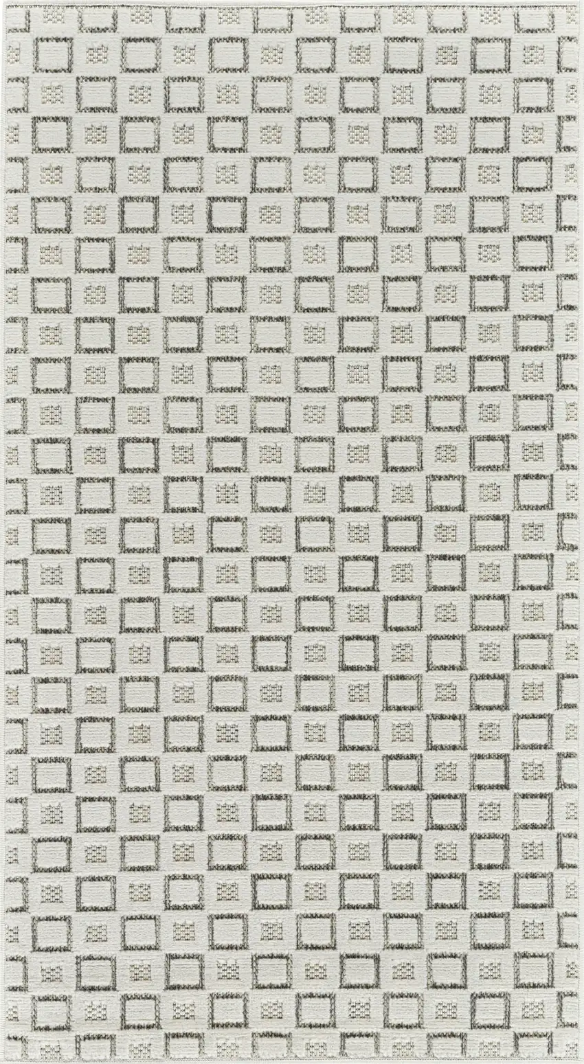 Cream and Beige Geometric Distressed Indoor Outdoor Area Rug Photo 2