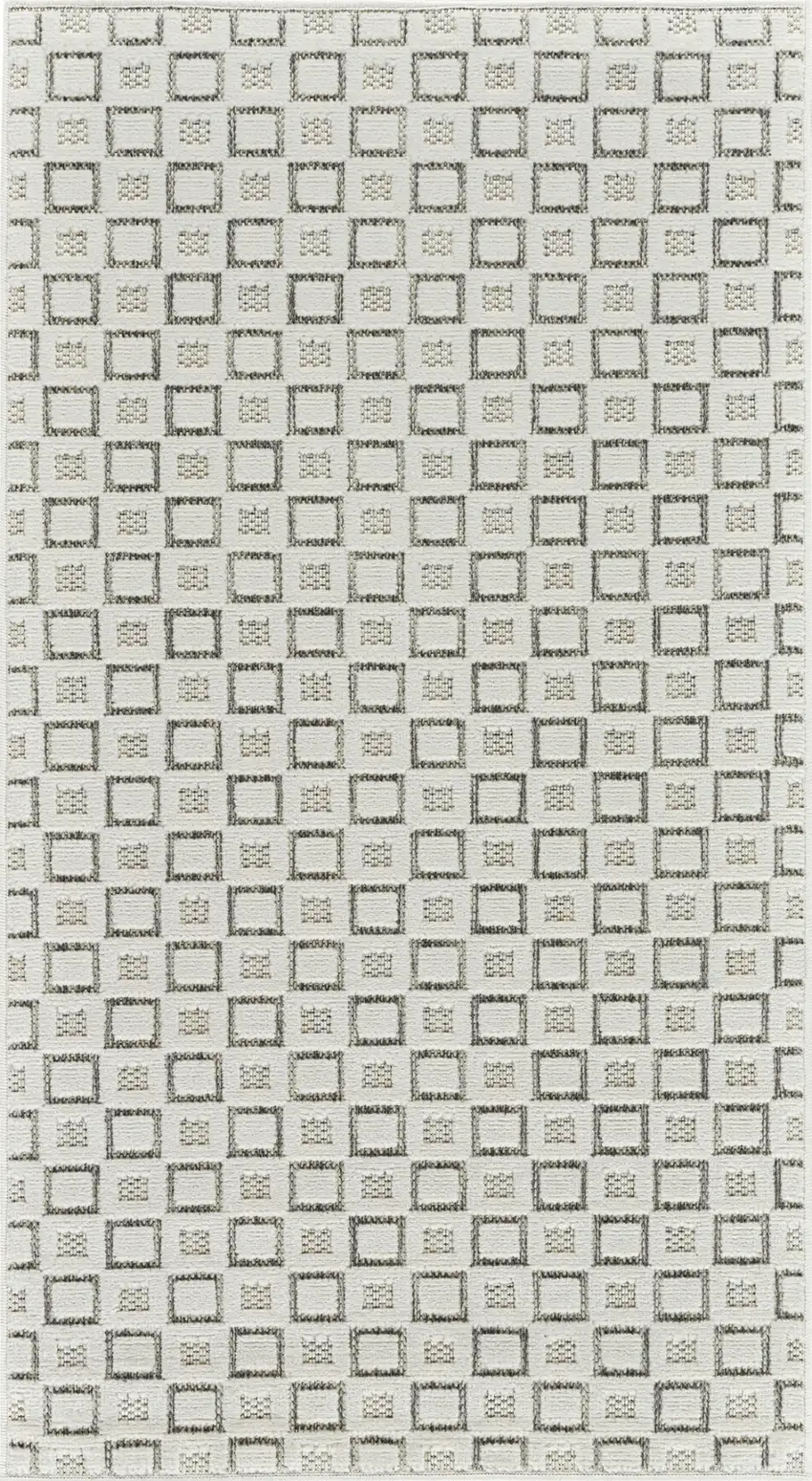 Cream and Beige Geometric Distressed Indoor Outdoor Area Rug Photo 3