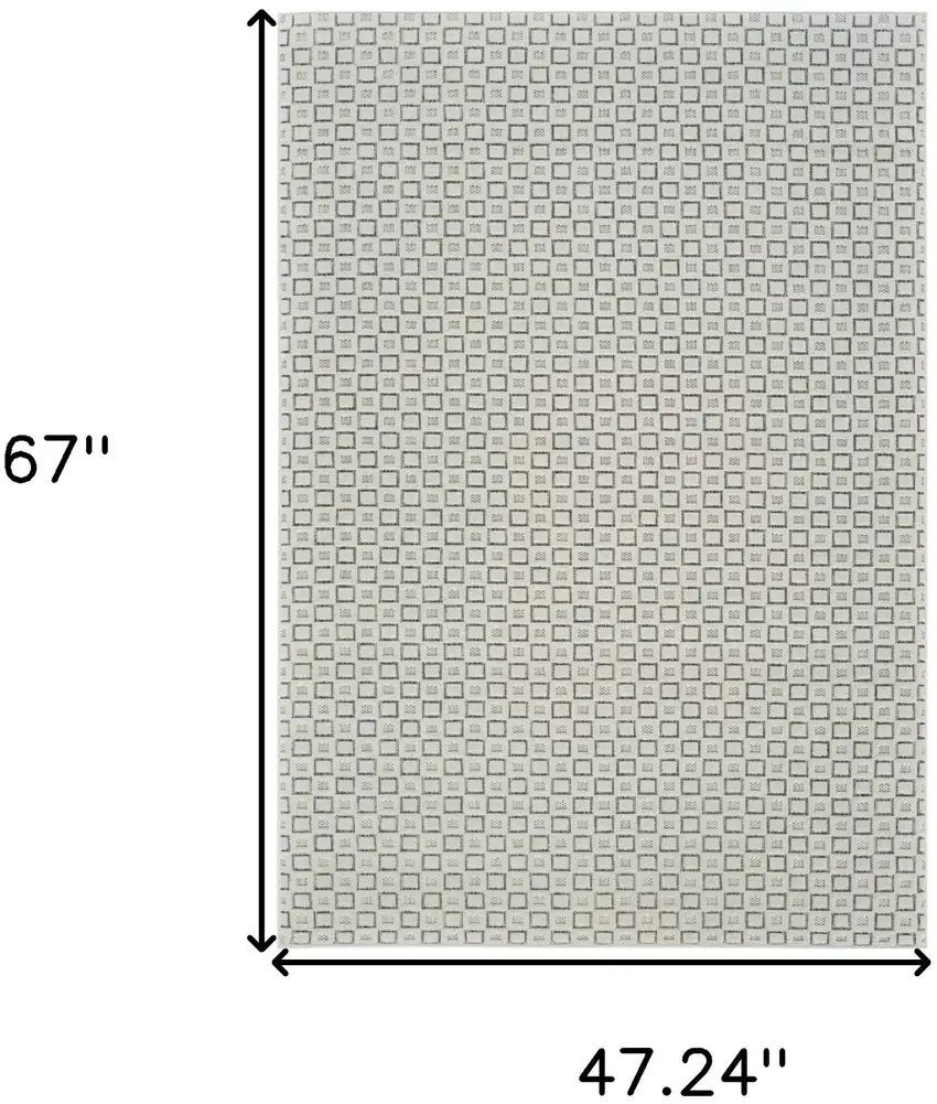 Cream and Beige Geometric Distressed Indoor Outdoor Area Rug Photo 3