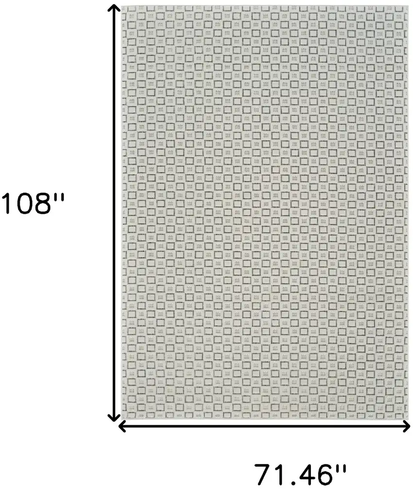 Cream and Beige Geometric Distressed Indoor Outdoor Area Rug Photo 3