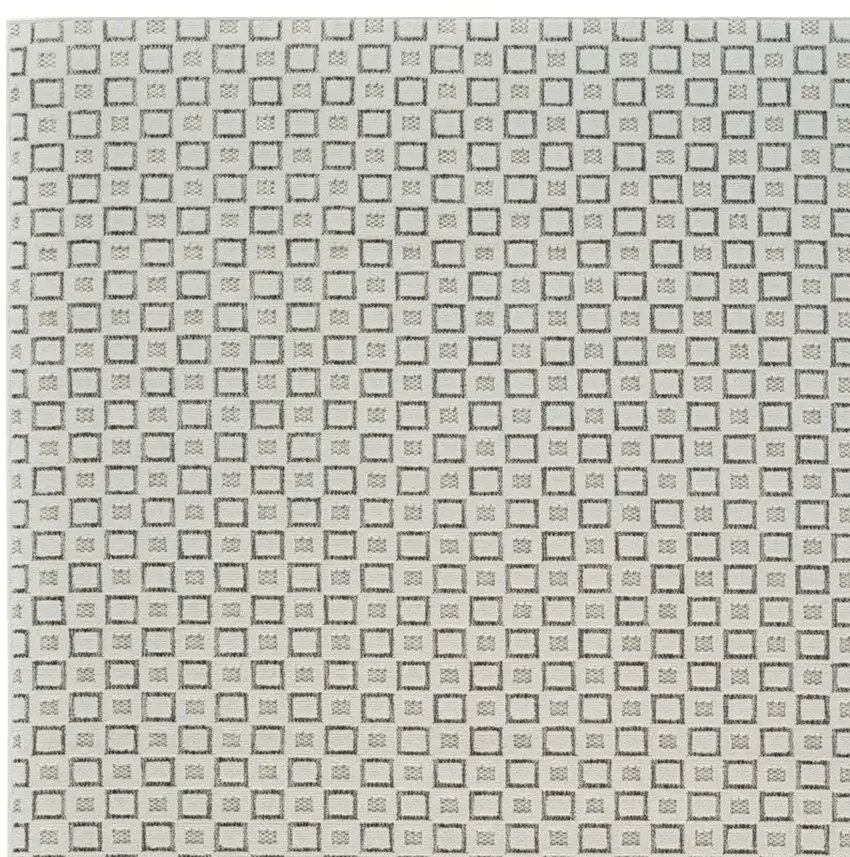 Cream and Beige Geometric Distressed Indoor Outdoor Area Rug Photo 4
