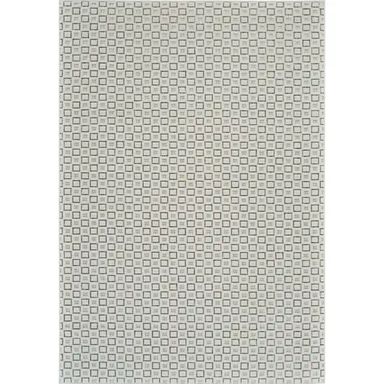 Cream and Beige Geometric Distressed Indoor Outdoor Area Rug Photo 6