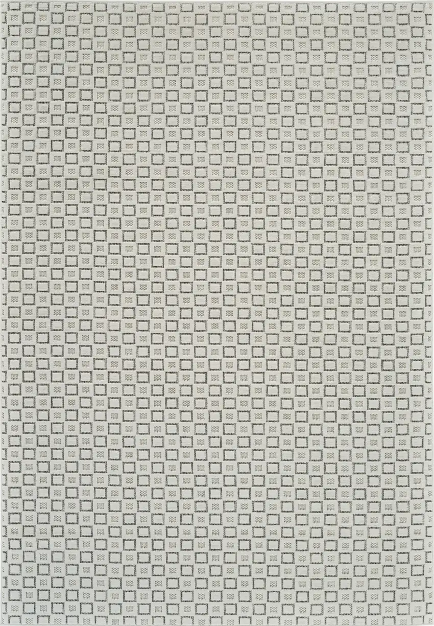 Cream and Beige Geometric Distressed Indoor Outdoor Area Rug Photo 6