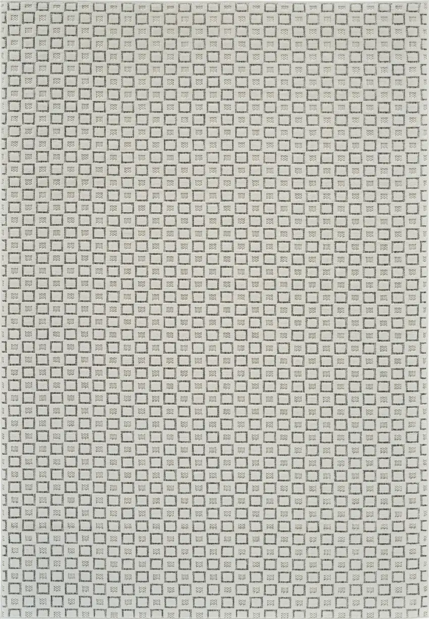 Cream and Beige Geometric Distressed Indoor Outdoor Area Rug Photo 4