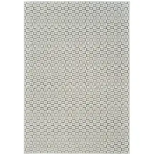 Photo of Cream and Beige Geometric Distressed Indoor Outdoor Area Rug