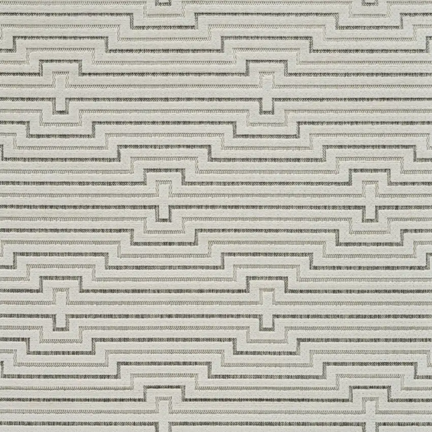 Cream and Beige Geometric Distressed Indoor Outdoor Area Rug Photo 5