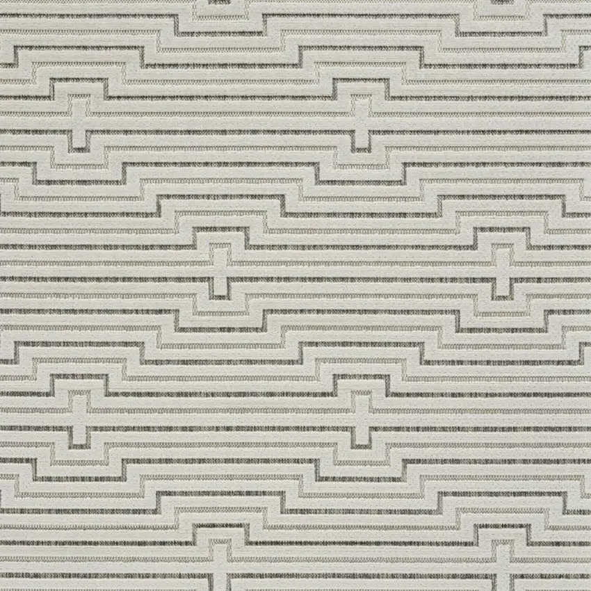 Cream and Beige Geometric Distressed Indoor Outdoor Area Rug Photo 5