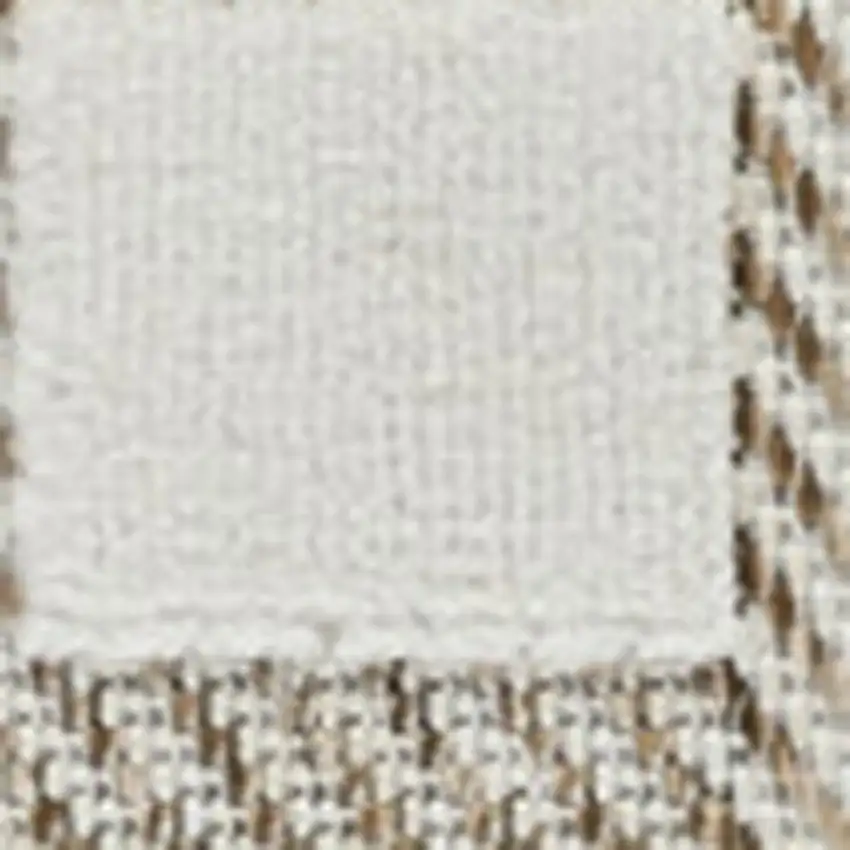 Cream and Beige Geometric Distressed Indoor Outdoor Area Rug Photo 6