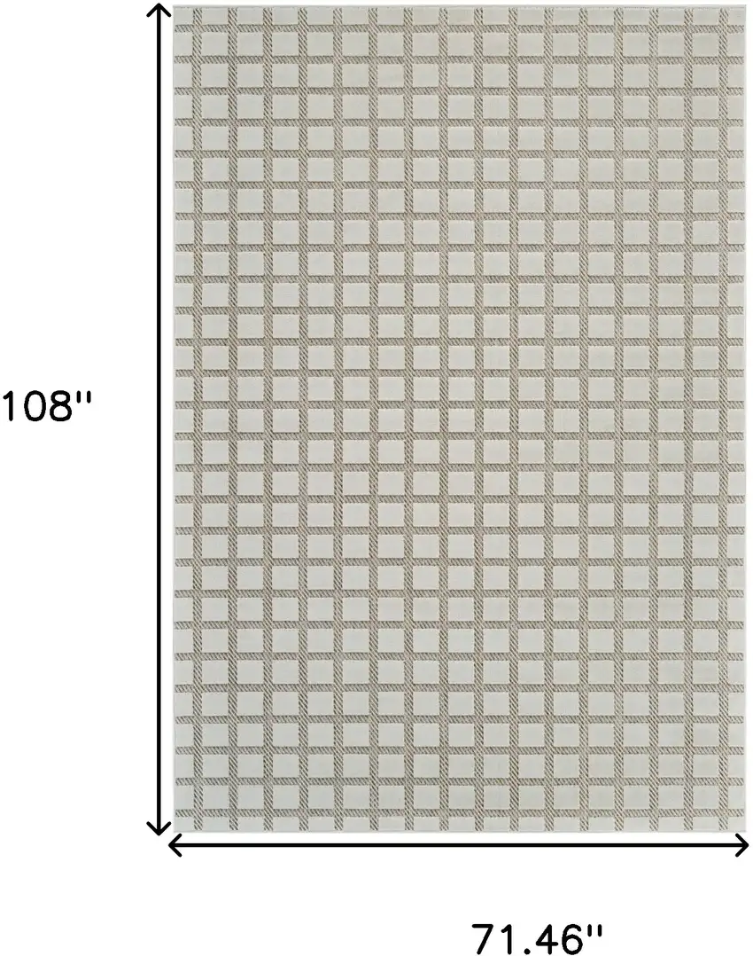 Cream and Beige Geometric Distressed Indoor Outdoor Area Rug Photo 3