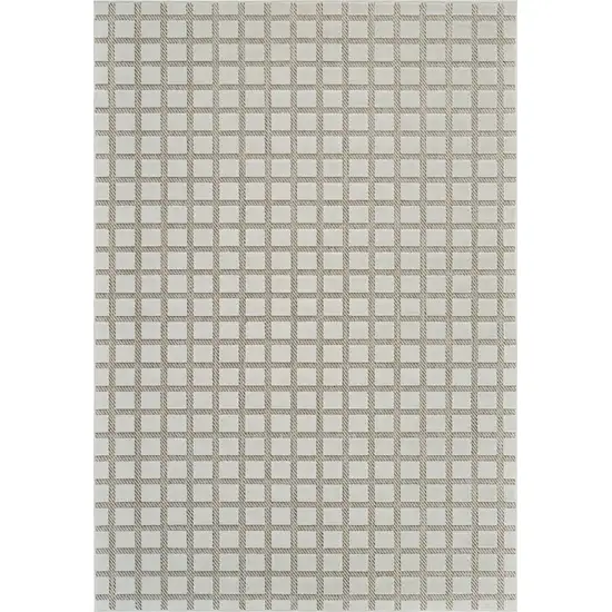 Cream and Beige Geometric Distressed Indoor Outdoor Area Rug Photo 2
