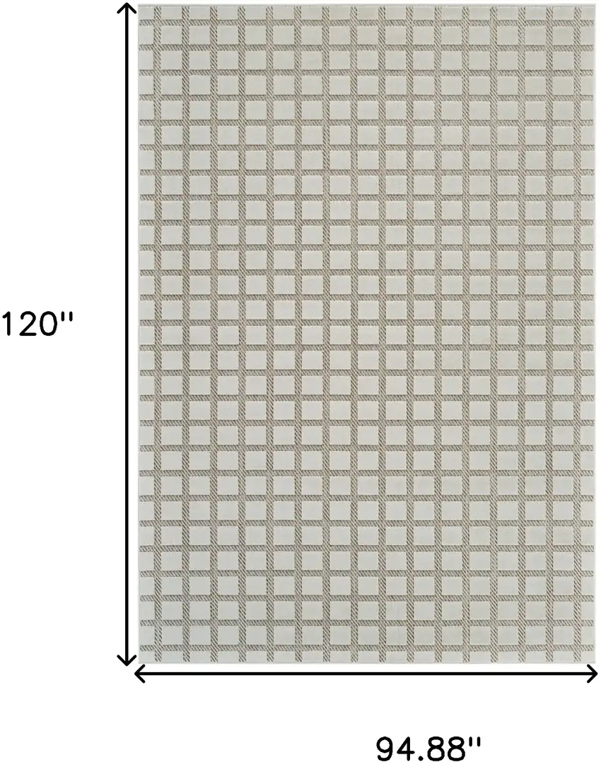 Cream and Beige Geometric Distressed Indoor Outdoor Area Rug Photo 3