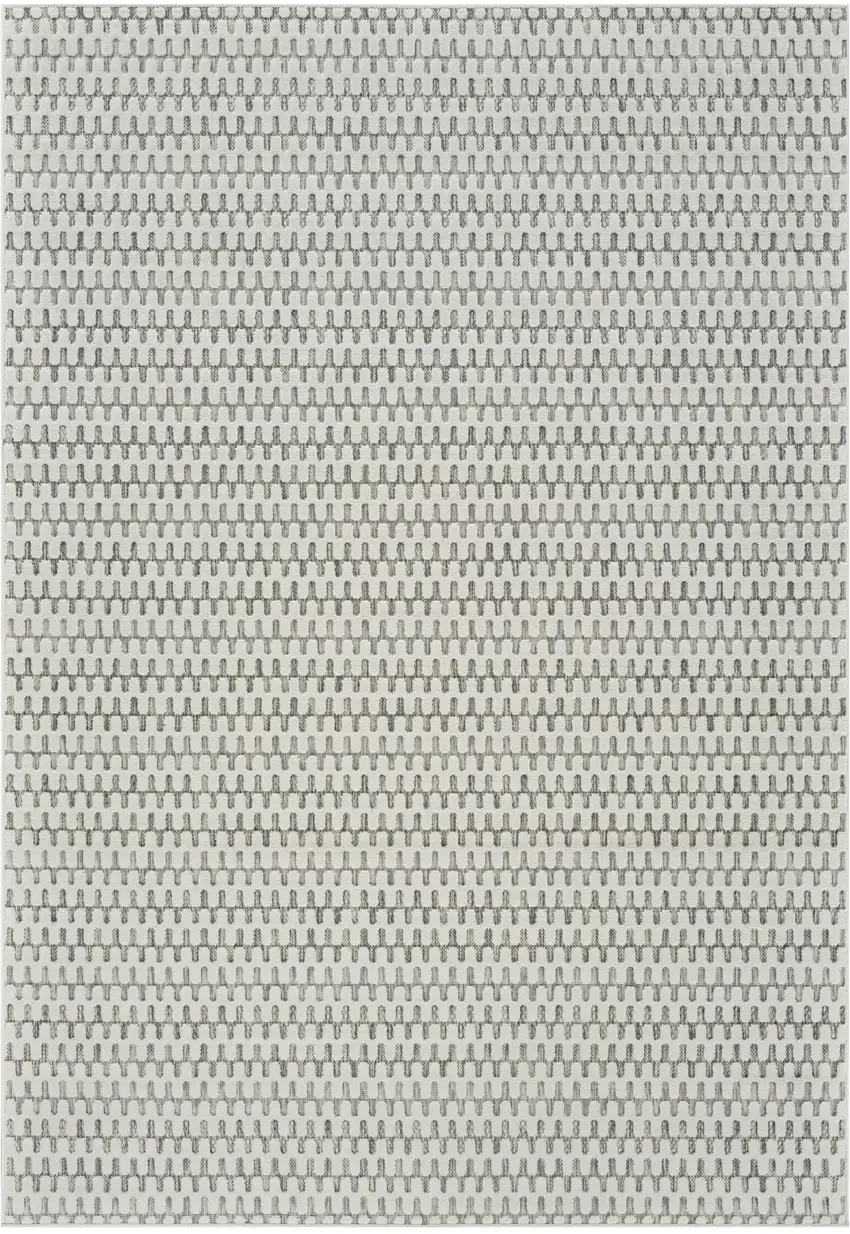 Cream and Beige Geometric Distressed Indoor Outdoor Area Rug Photo 2