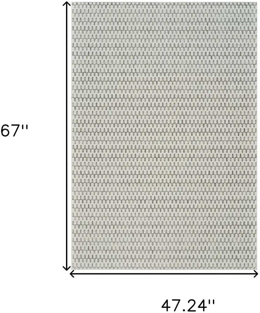 Cream and Beige Geometric Distressed Indoor Outdoor Area Rug Photo 3