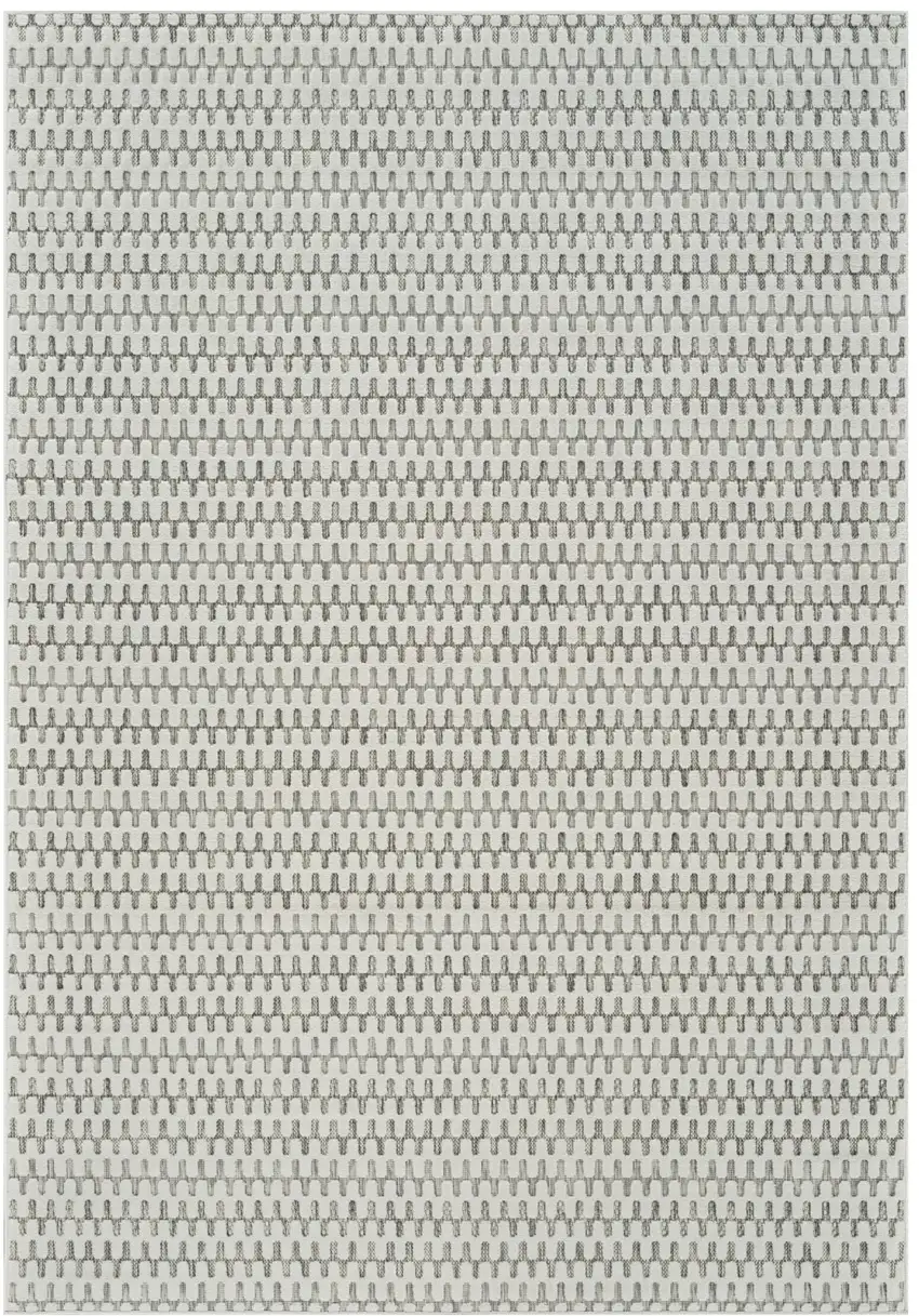 Cream and Beige Geometric Distressed Indoor Outdoor Area Rug Photo 2