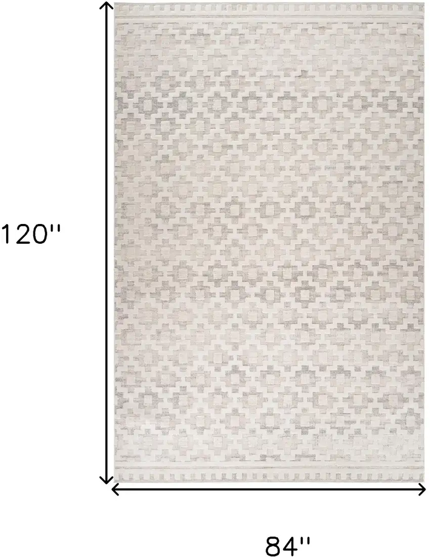 Cream and Beige Moroccan Area Rug Photo 9