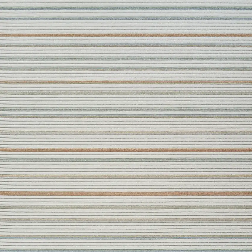 Cream and Beige Striped Distressed Indoor Outdoor Area Rug Photo 3