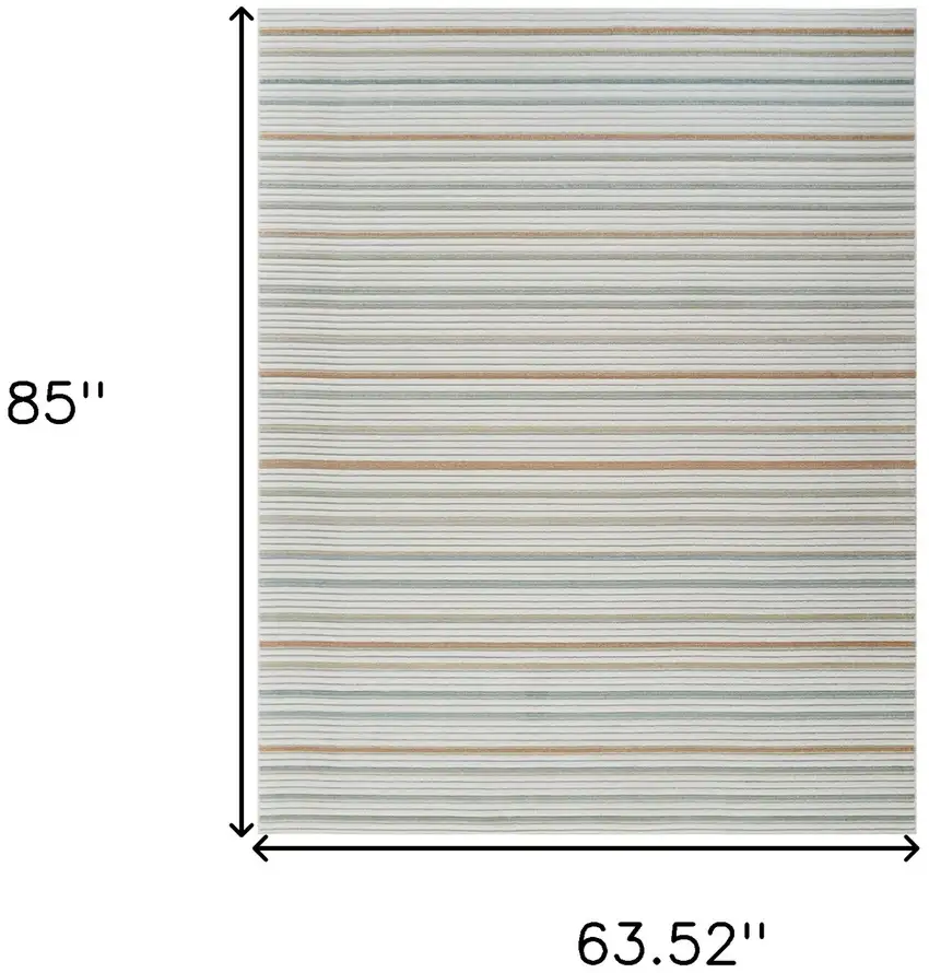 Cream and Beige Striped Distressed Indoor Outdoor Area Rug Photo 3