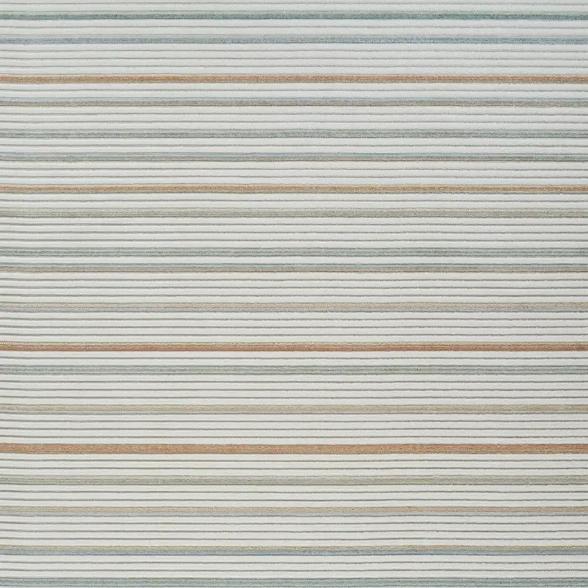 Cream and Beige Striped Distressed Indoor Outdoor Area Rug Photo 4