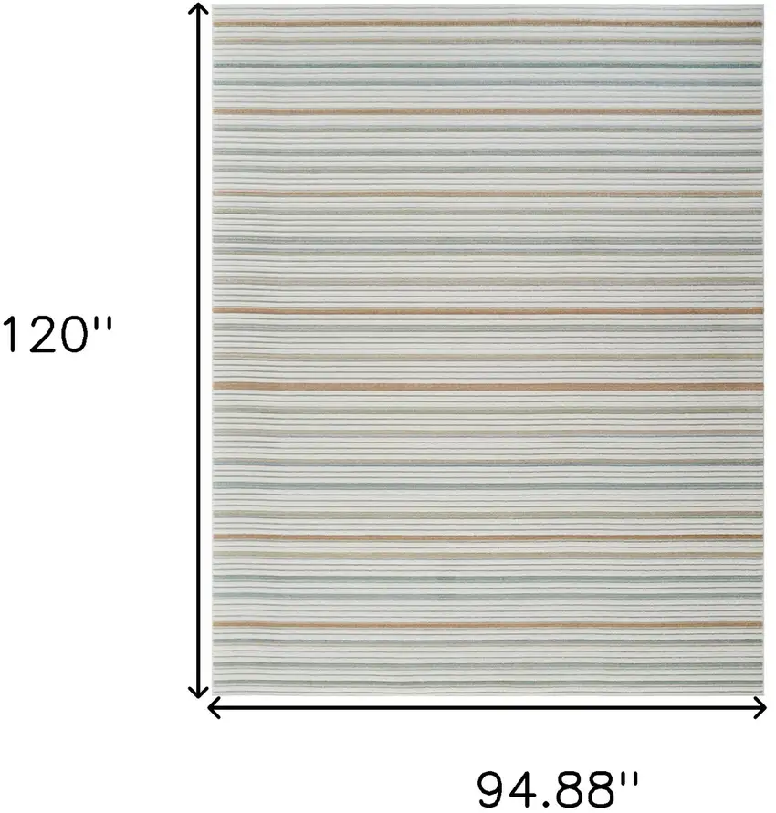 Cream and Beige Striped Distressed Indoor Outdoor Area Rug Photo 3