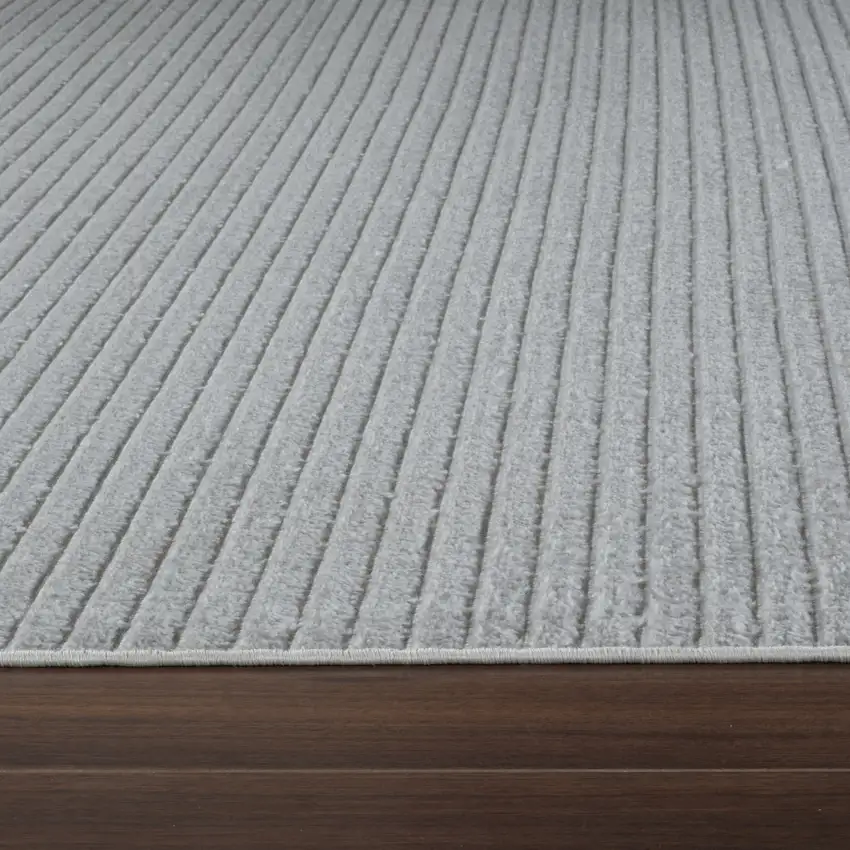 Cream and Beige Striped Distressed Indoor Outdoor Area Rug Photo 4