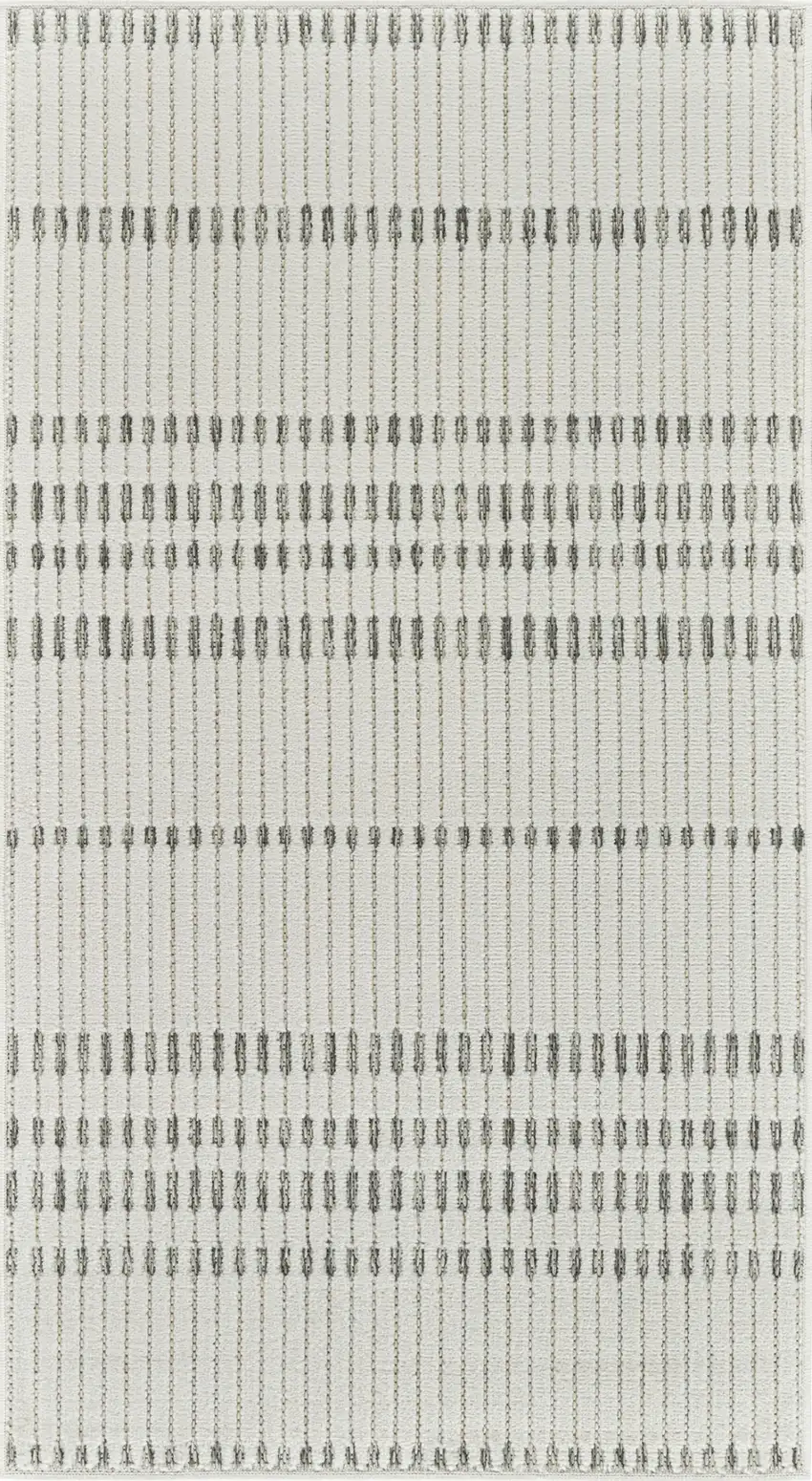 Cream and Beige Striped Distressed Indoor Outdoor Area Rug Photo 2