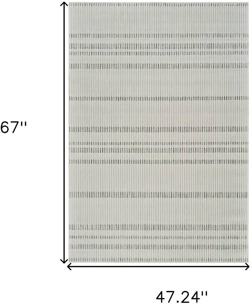 Cream and Beige Striped Distressed Indoor Outdoor Area Rug Photo 3