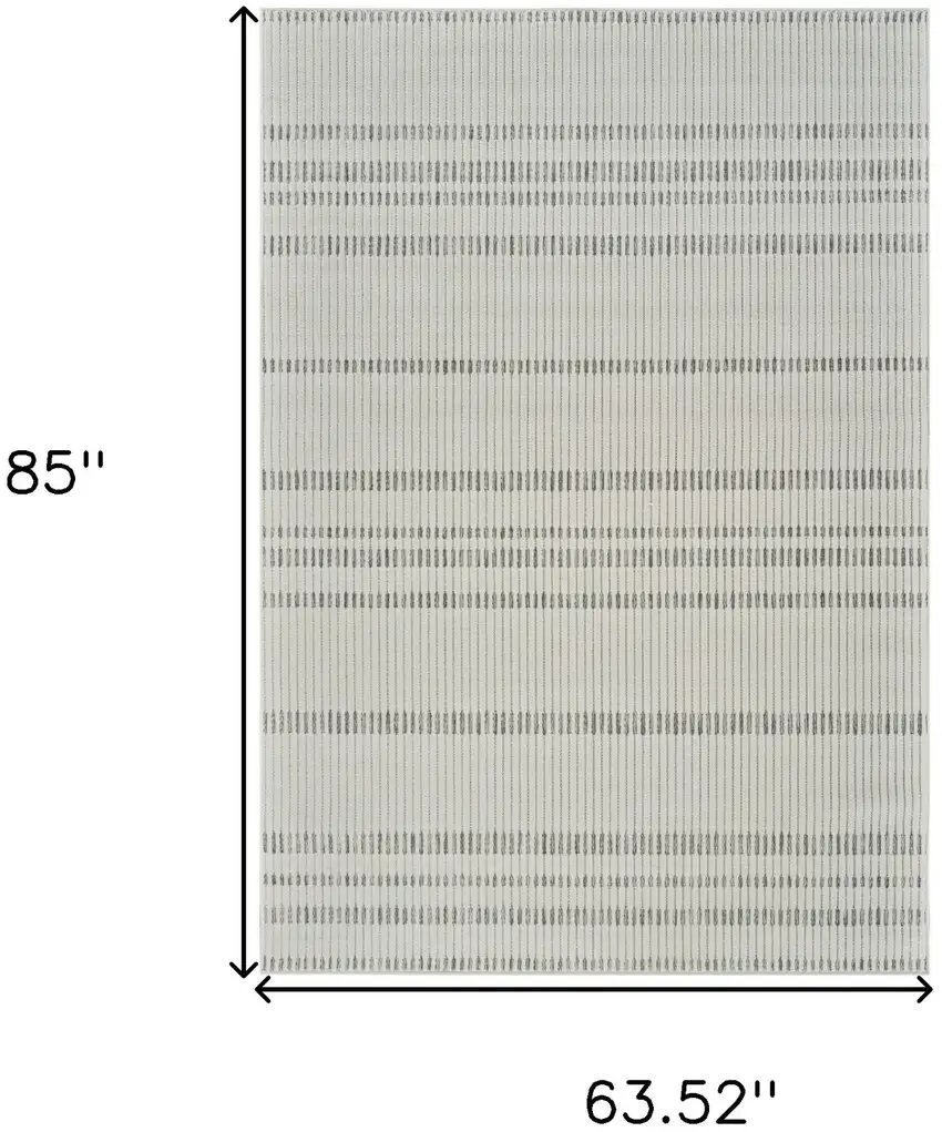 Cream and Beige Striped Distressed Indoor Outdoor Area Rug Photo 3
