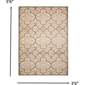 Photo of Cream and Beige Trellis Indoor Outdoor Area Rug