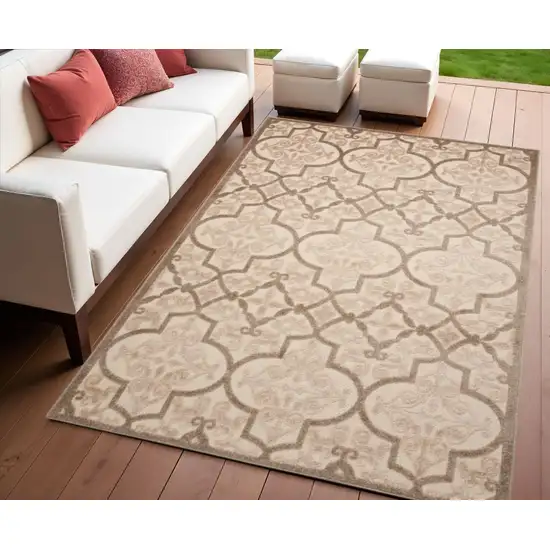 Cream Moroccan Indoor Outdoor Area Rug Photo 2