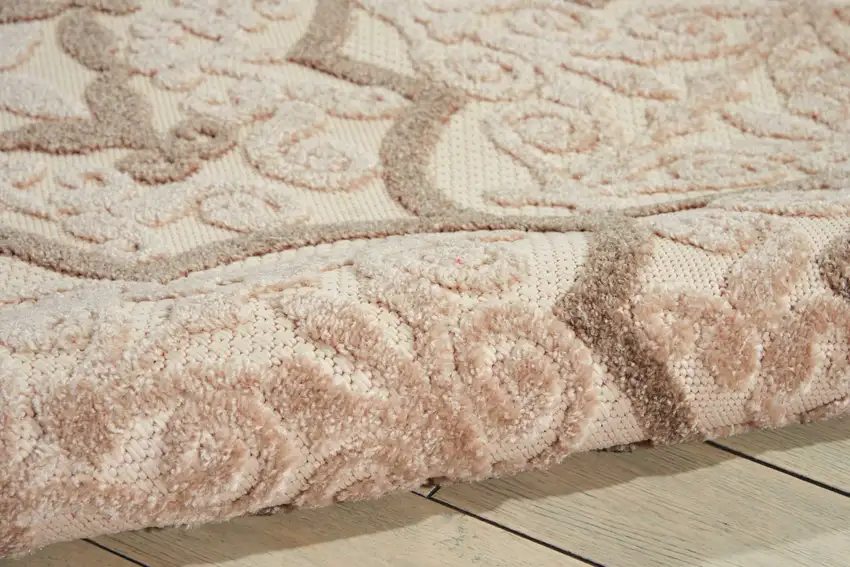 Cream and Beige Trellis Indoor Outdoor Area Rug Photo 3