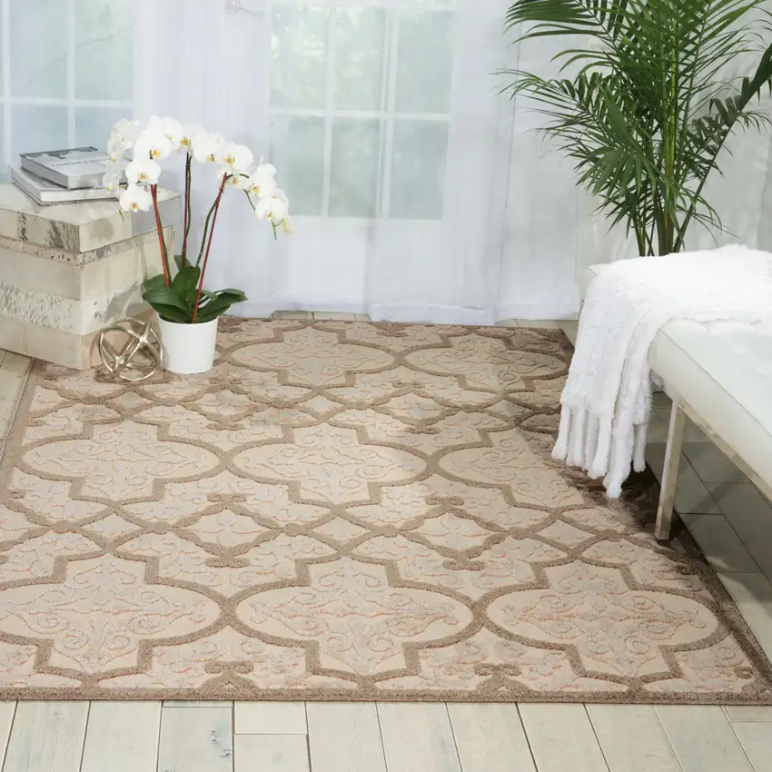 Cream Moroccan Indoor Outdoor Area Rug Photo 8