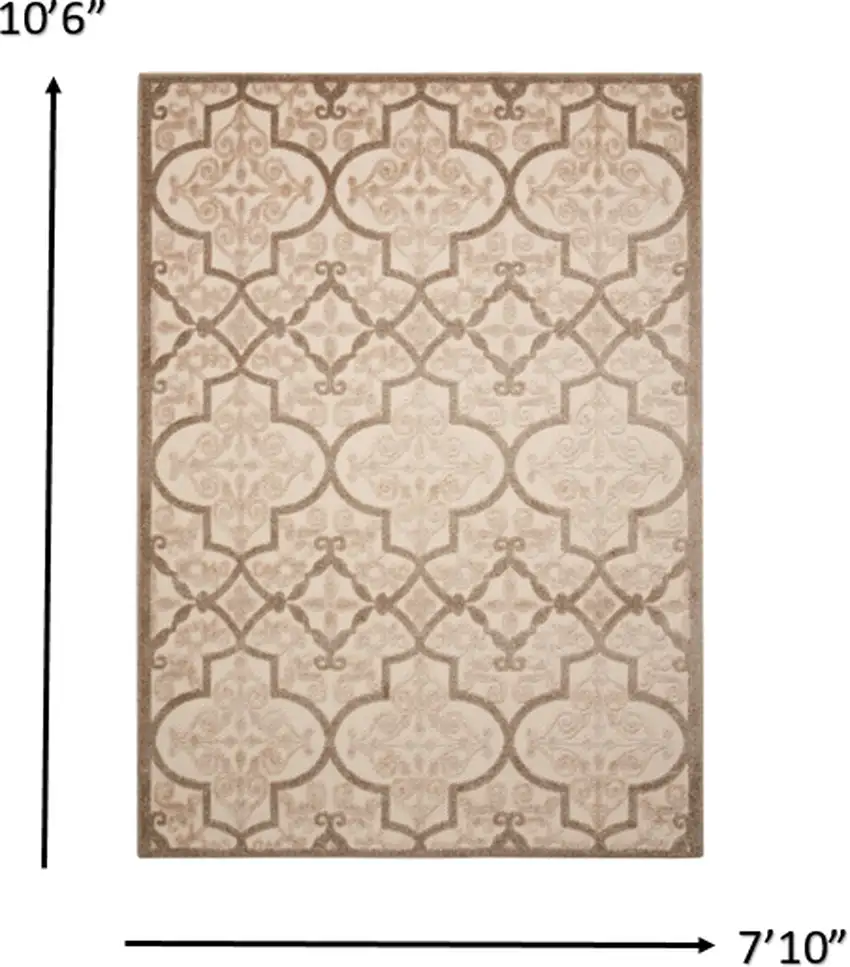 Cream and Beige Trellis Indoor Outdoor Area Rug Photo 5