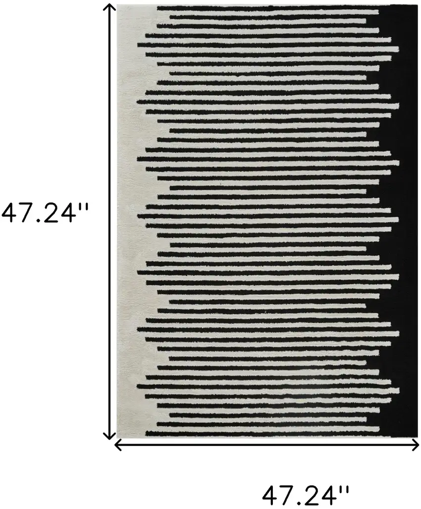 Cream and Black Abstract Distressed Area Rug Photo 5